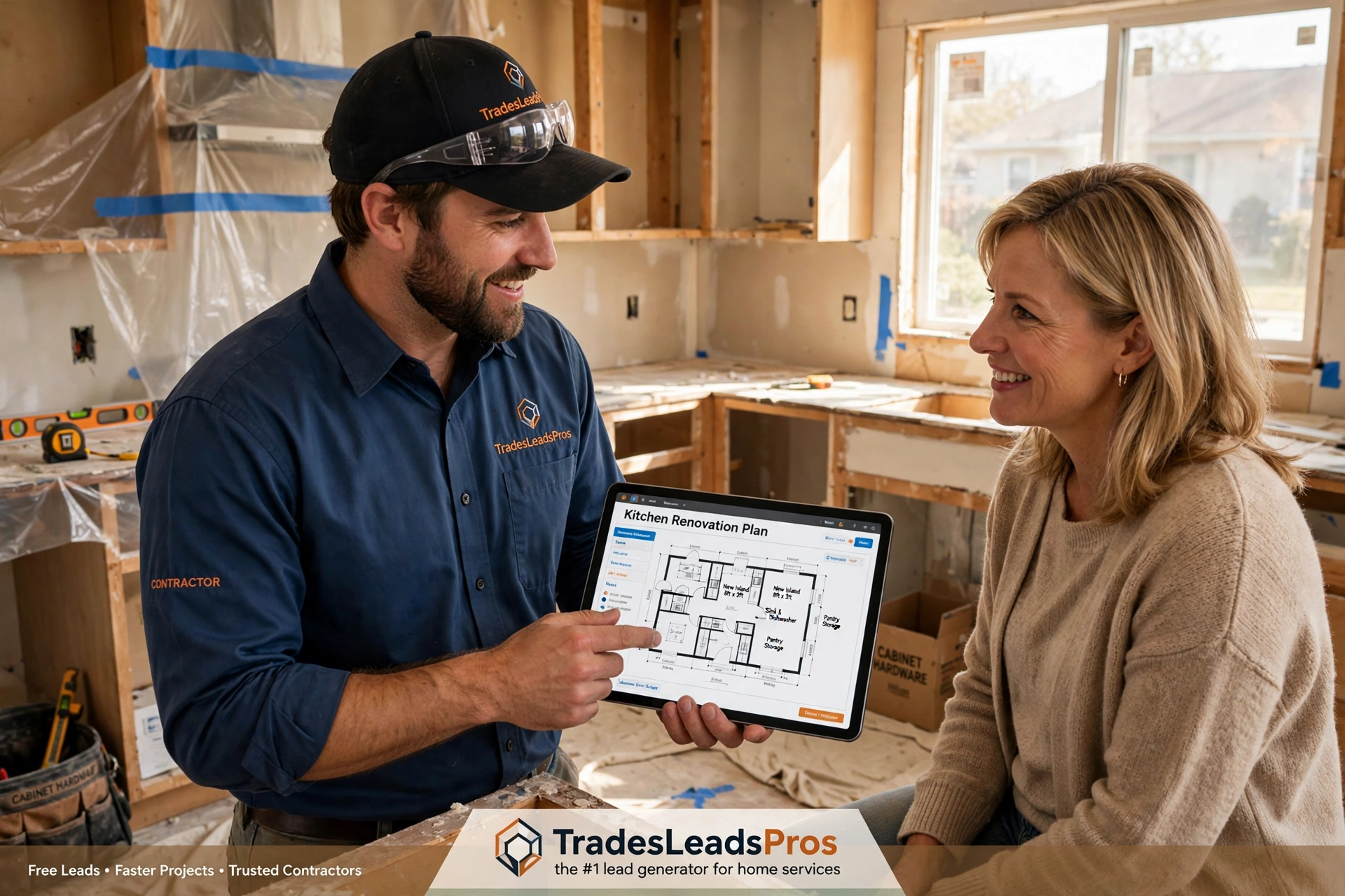 Contractor reviewing project plans with a homeowner